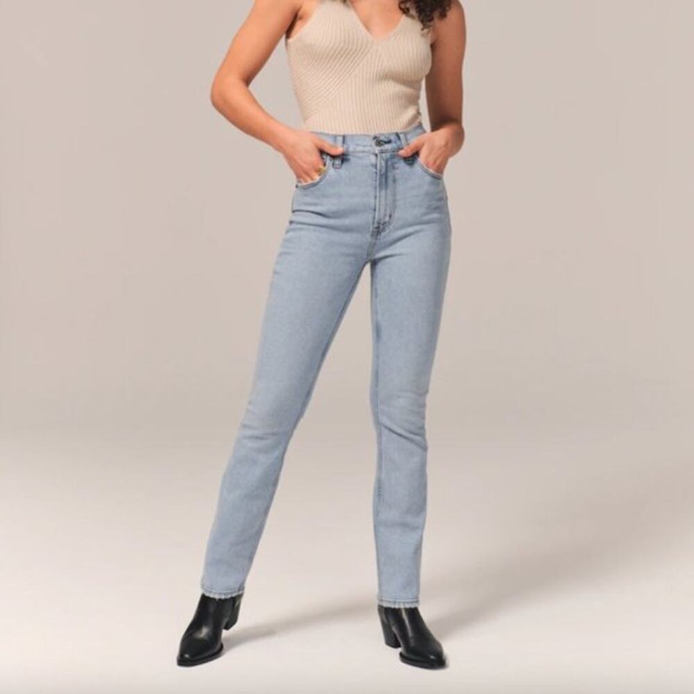 Abercrombie Fitch Jeans 90s Slim Straight Ultra High Rise 32/14 Blue Denim